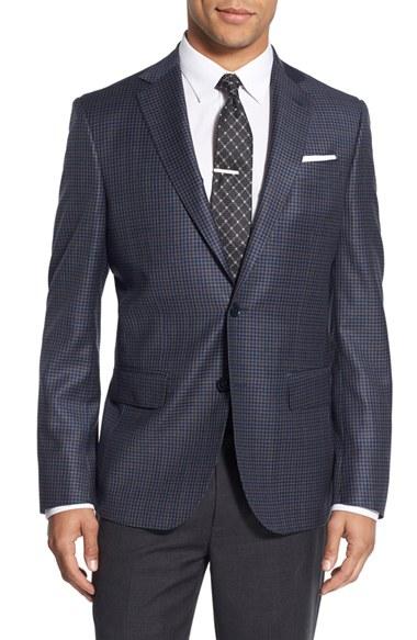 Men's Nordstrom Men's Shop Classic Fit Check Wool Sport Coat R - Blue