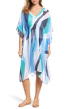 Women's Halogen Abstract Print Poncho, Size - Blue