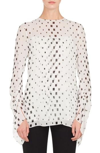 Women's Akris Hotel Facade Print Silk Blouse - White