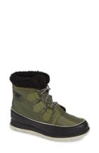 Women's Sorel Explorer Carnival Waterproof Boot With Faux Fur Collar .5 M - Green