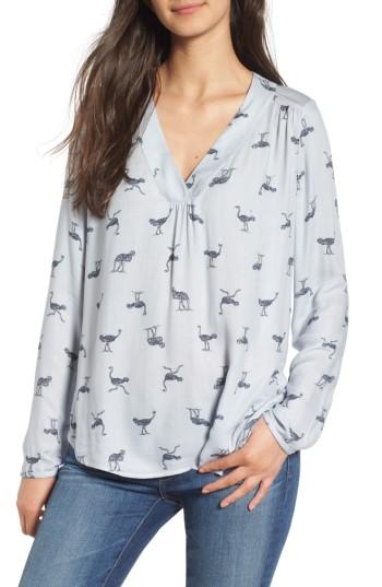 Women's Hinge Print Top, Size - Blue