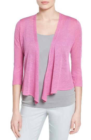 Petite Women's Nic+zoe '4-way' Convertible Three Quarter Sleeve Cardigan, Size P - Pink