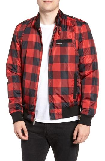 Men's Members Only Iconic Check Racer Jacket - Red