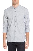 Men's John Varvatos Star Usa Trim Fit Stripe Band Collar Sport Shirt - Blue