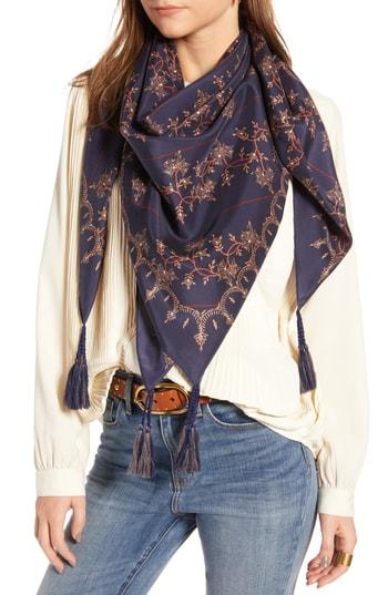 Women's Treasure & Bond Silk Square Scarf, Size - Blue