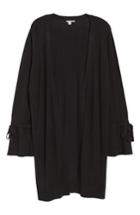 Women's Halogen Lightweight Tie Sleeve Cardigan, Size - Black