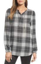 Women's Nordstrom Signature Keyhole Peasant Sleeve Top - Grey