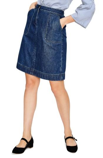 Women's Boden Stretch Cotton A-line Skirt - Blue