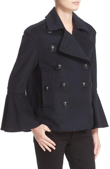Women's Burberry Juliette Townhill Double Breasted Peacoat - Blue