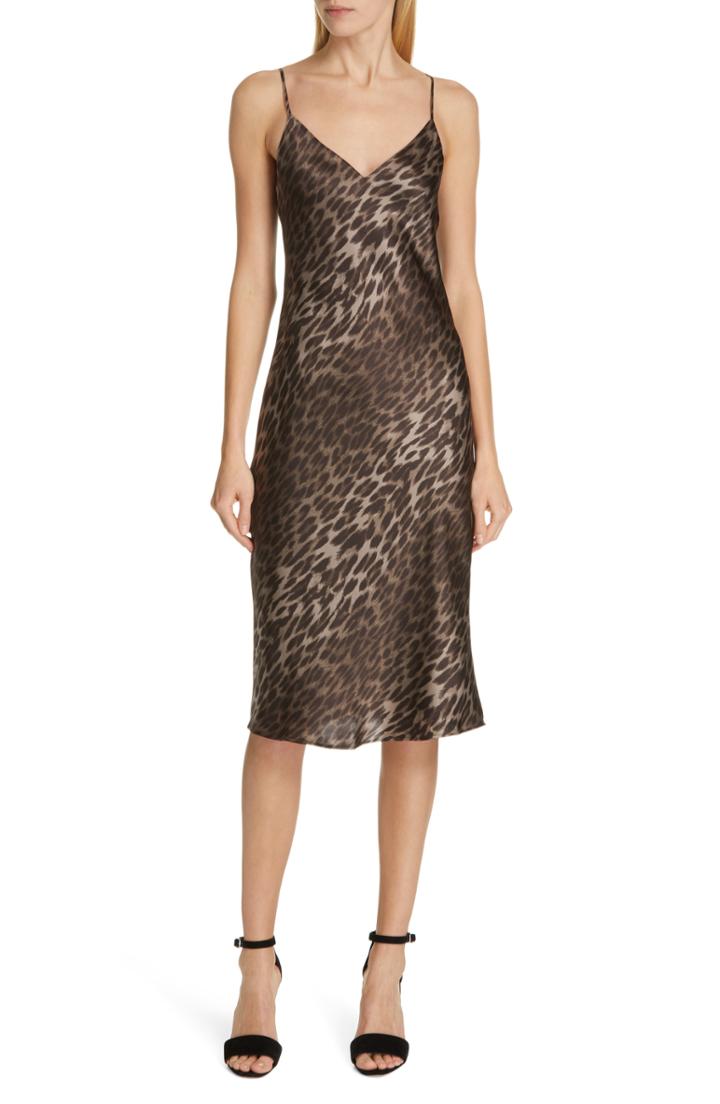 Women's L'agence Jodie Print Silk Slipdress - Green