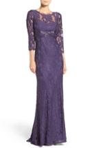 Women's Adrianna Papell Illusion Yoke Lace Gown - Purple