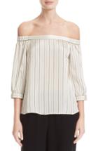 Women's Tibi Stripe Off The Shoulder Top - Ivory