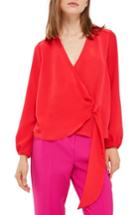 Women's Topshop Wrap Tuck Blouse Us (fits Like 0-2) - Coral