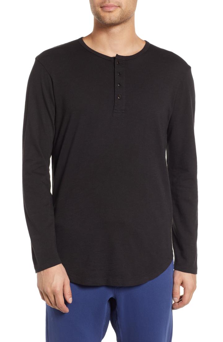 Men's Goodlife Scallop Hem Henley Shirt - Black