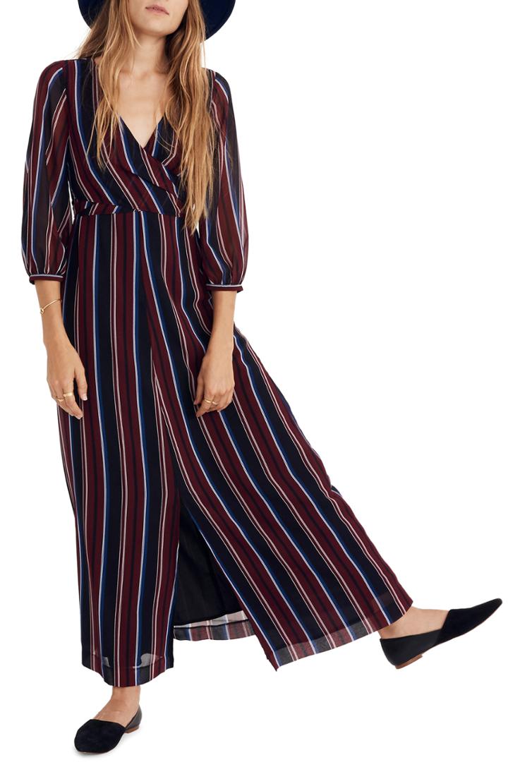 Women's Madewell Stripe Wraparound Maxi Dress