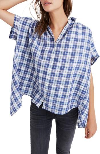 Women's Madewell Central Open Back Shirt, Size - Blue