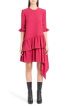 Women's Alexander Mcqueen Asymmetrical Ruffle Hem Crepe Dress Us / 36 It - Pink