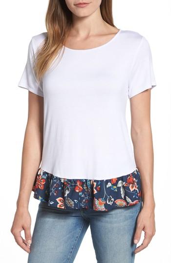 Women's Caslon Ruffle Hem Tee, Size - White