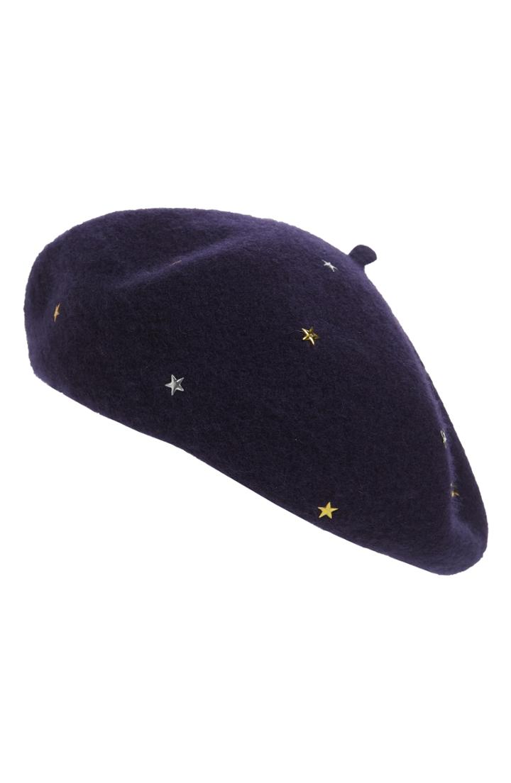 Women's Leith Star Stud Wool Blend Beret - Blue