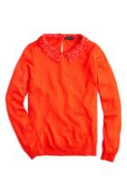 Women's J.crew Tippi Sweater With Lace Collar - Red