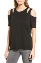 Petite Women's Gibson Cold Shoulder Top P - Black