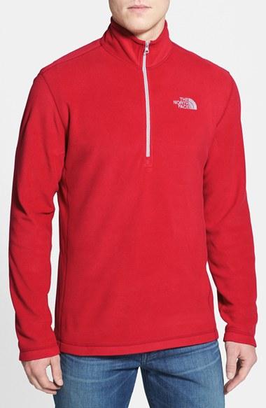 Men's The North Face 'tka 100 Glacier' Quarter Zip Fleece Pullover - Red