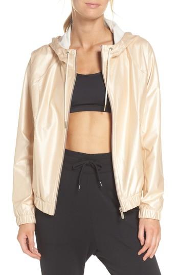 Women's Zella Style Game Shine Hooded Jacket, Size - Metallic