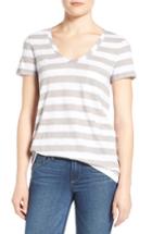 Petite Women's Caslon Relaxed Slub Knit U-neck Tee, Size P - Grey