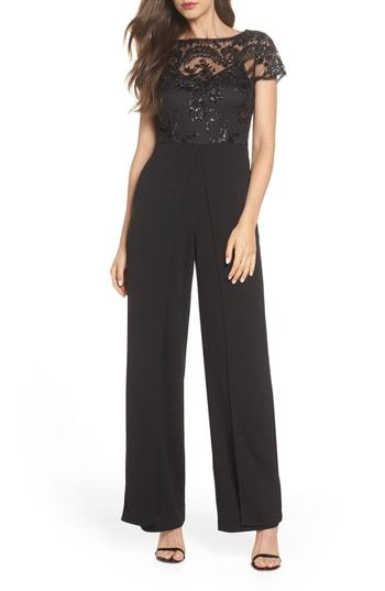 Women's Adrianna Papell Sequin Crepe Jumpsuit - Black