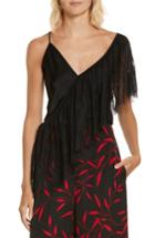 Women's Diane Von Furstenberg Asymmetrical Ruffle Lace Top, Size - Black