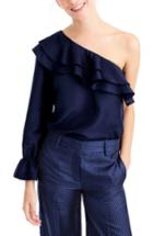 Women's J.crew One-shoulder Silk Shantung Top - Blue