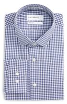 Men's Calibrate Trim Fit Stretch Non-iron Check Dress Shirt 32/33 - Blue