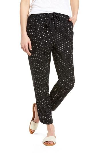 Women's Caslon Drawstring Pattern Cotton Blend Pants - Black
