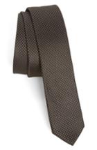 Men's The Kooples Dot Pattern Silk Skinny Tie, Size - Brown