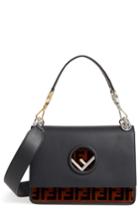 Fendi Kan I Logo Tappetino Leather & Velvet Shoulder Bag -