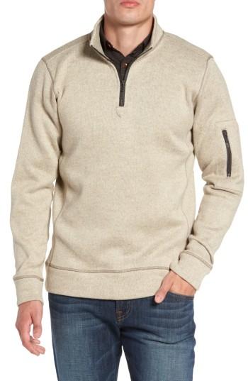 Men's Jeremiah Lance Herringbone Zip Mock Neck Sweater, Size - Beige