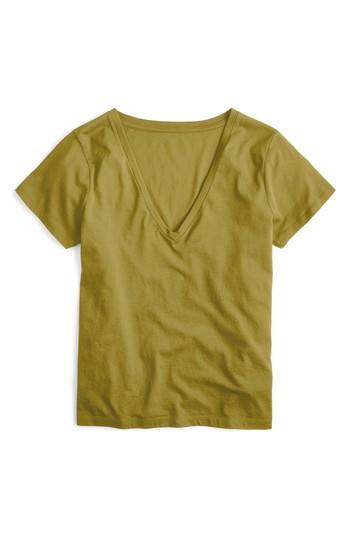 Women's J.crew Supima V-neck Tee, Size - Green