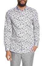 Men's Ted Baker London Aqulina Trim Fit Floral Sport Shirt (xl) - White