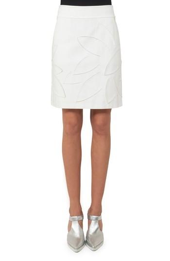 Women's Akris Punto Lasercut Leaf Pattern Jersey Skirt