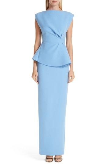 Women's Rachel Gilbert Adelaide Crepe Peplum Gown