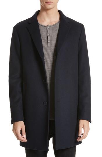 Men's John Varvatos Star Usa Walsh Wool Blend Top Coat R - Blue