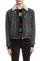 Men's Givenchy Denim Bomber Jacket With Faux Shearling Lining