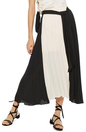 Women's Topshop Colorblock Pleated Midi Skirt
