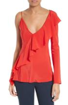 Women's Diane Von Furstenberg Asymmetrical Ruffle Silk Blouse