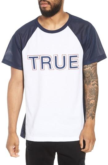Men's True Religion Brand Jeans Contrast Raglan T-shirt - Blue