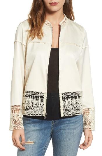 Women's Hinge Lace Trim Bomber Jacket