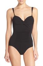 Women's Robin Piccone 'ava Twist' Underwire One-piece Swimsuit - Black