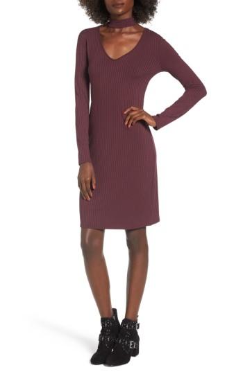 Women's One Clothing Ribbed Choker Dress - Red