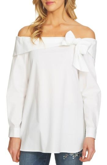 Women's Cece Off The Shoulder Poplin Top - White