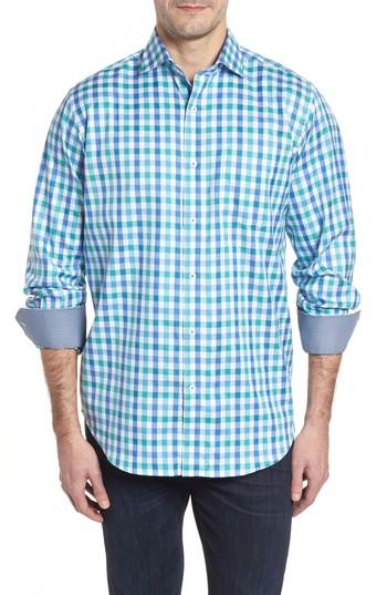 Men's Bugatchi Classic Fit Gingham Check Sport Shirt - Green